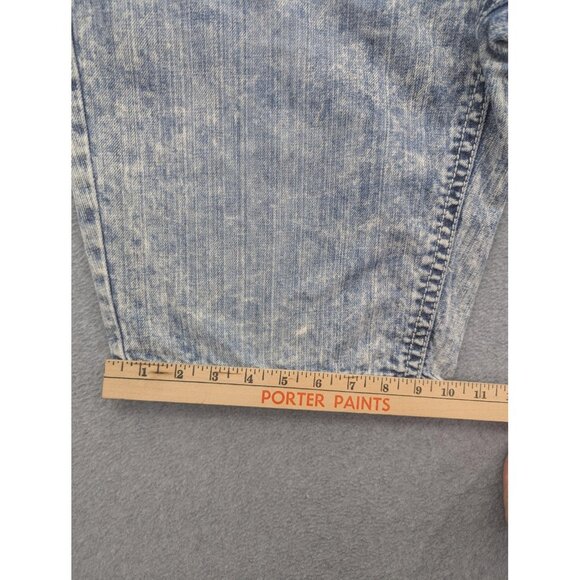 Request Jeans Shorts Mens 36 Acid Wash Denim Embroidered Distressed Pockets - Picture 6 of 13